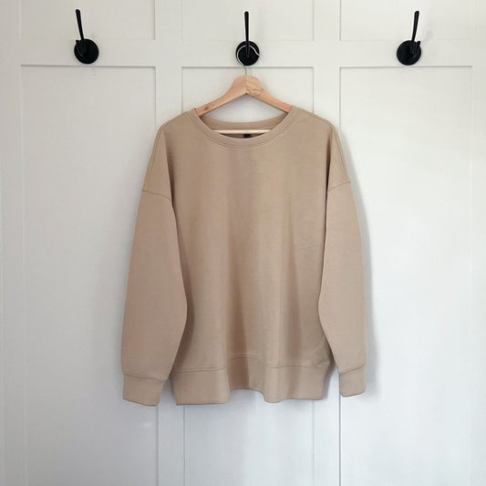 Mondetta Sweater Sweatshirt | Tan Dropped Shoulder Active, Workout, Lounge