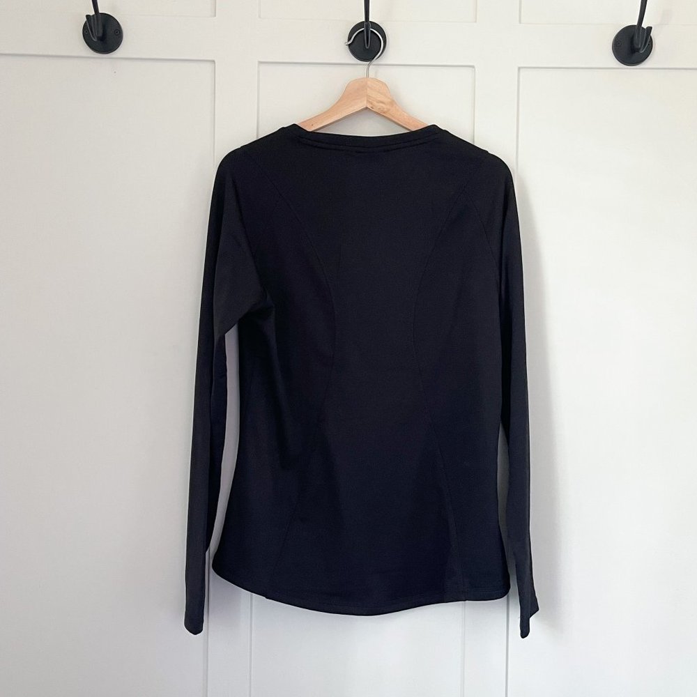 Spyder Brushed Crewneck Fleece Lined Top with Thumb Holes | Black Active Top