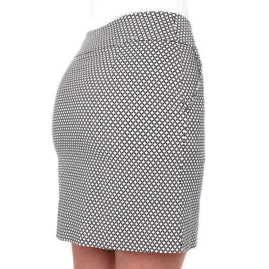 S.C. & Co. Women’s Pull-on Skort Skirt | Black and White Geometric Pattern