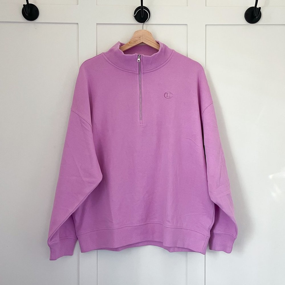 Champion Women's Half Zip French Terry Pullover | Lilac Sweatshirt, Sweater