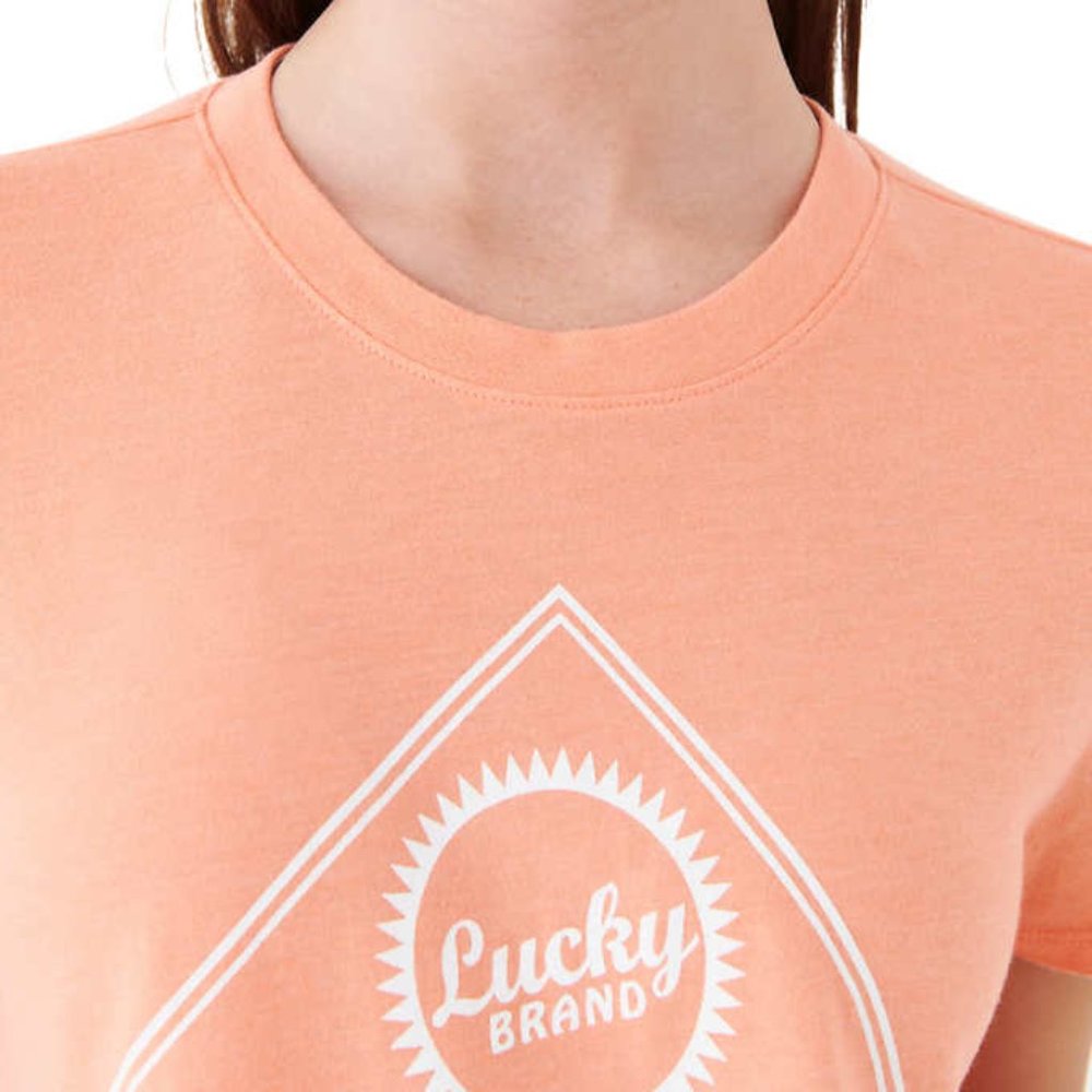 Lucky Brand Women's Graphic Tee Cotton T-Shirt | Coral Top, Ladies