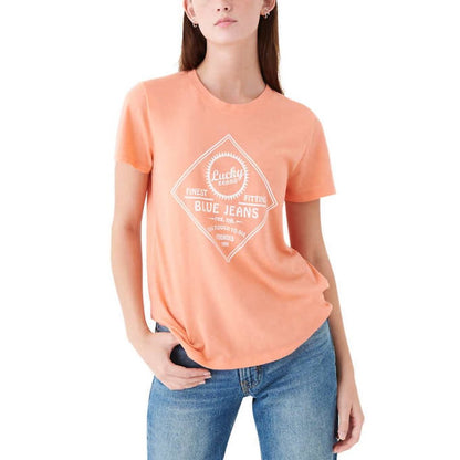 Lucky Brand Women's Graphic Tee Cotton T-Shirt | Coral Top, Ladies