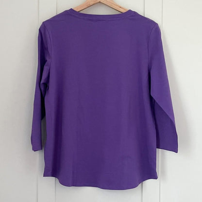 Weatherproof Vintage Women's 3/4 Sleeve V Neck T-shirt | Purple Top