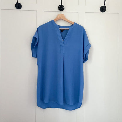 Rachel Rachel Roy V-Neck Top | Blue Tunic style Flowy Shirt, Size Large