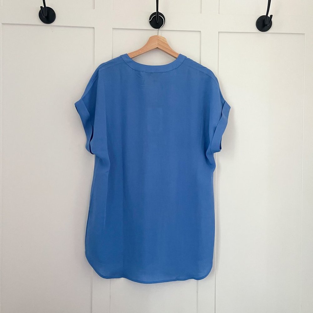 Rachel Rachel Roy V-Neck Top | Blue Tunic style Flowy Shirt, Size Large