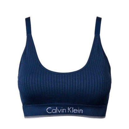 Calvin Klein Ribbed Seamless Bralette Lightly Lined Underwire Free Blue