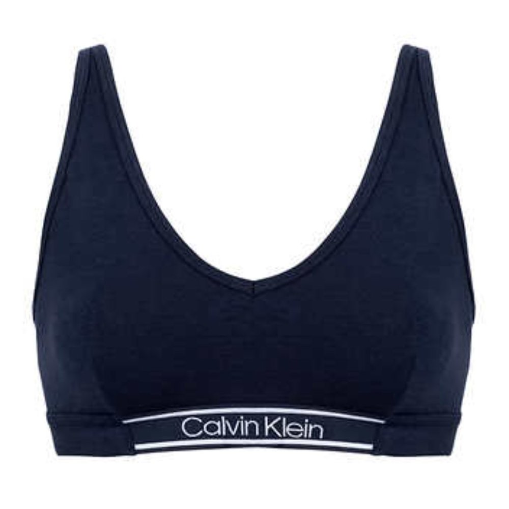 Calvin Klein Women's Bamboo Bralette, Pull on, Lightly Lined, Navy Blue Bra