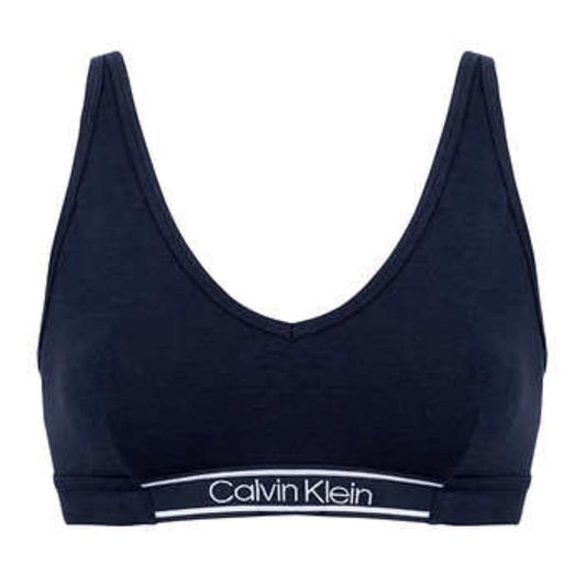 Calvin Klein Women's Bamboo Bralette, Pull on, Lightly Lined, Navy Blue Bra