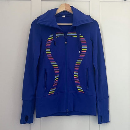 Lululemon Royal Blue and Rainbow Vintage In Stride Jacket Hooded Sweater