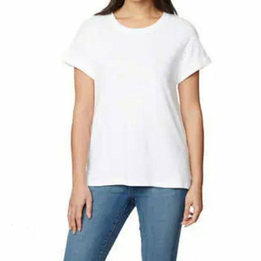 Mario Serrani Women's Short sleeve Dolman T-Shirt | White Textured Top