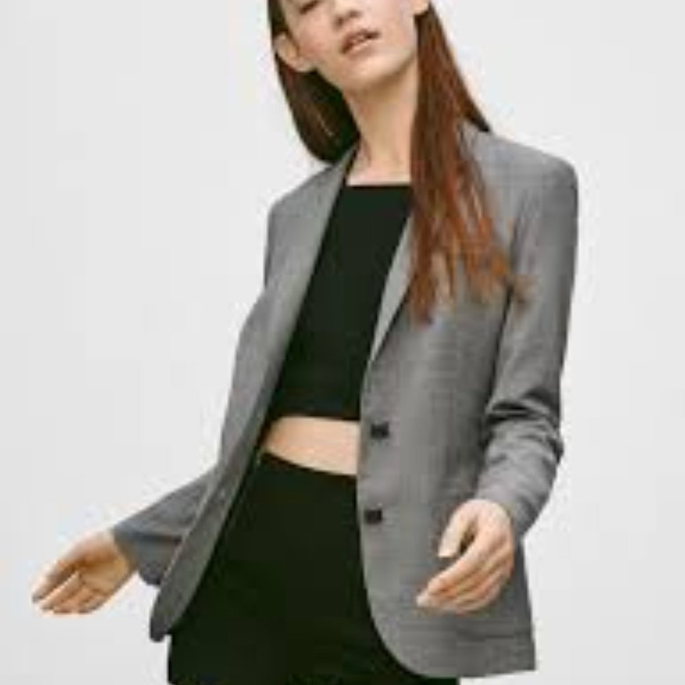 8, Talula Exeter Boyfriend Blazer | Grey with stripe roll up cuffs - TALULAH- Buttons & Beans Co.