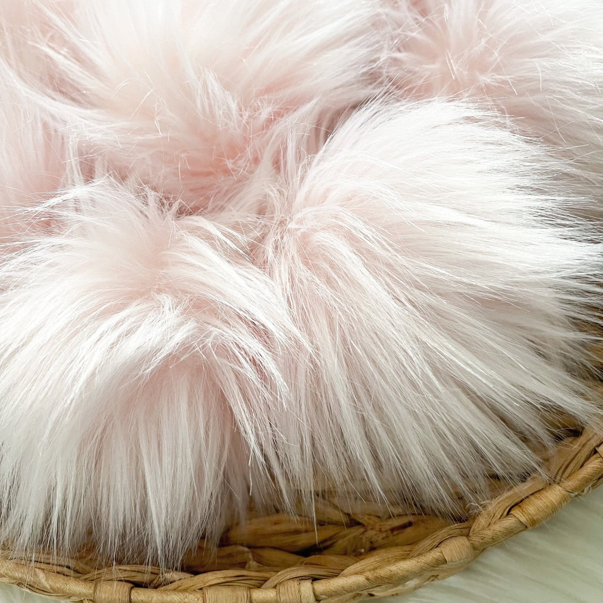 Blush Pink Faux Fur Pompom | Pink, Snap, Tie or Button on Pom Pom - Buttons & Beans Co.- Buttons & Beans Co.