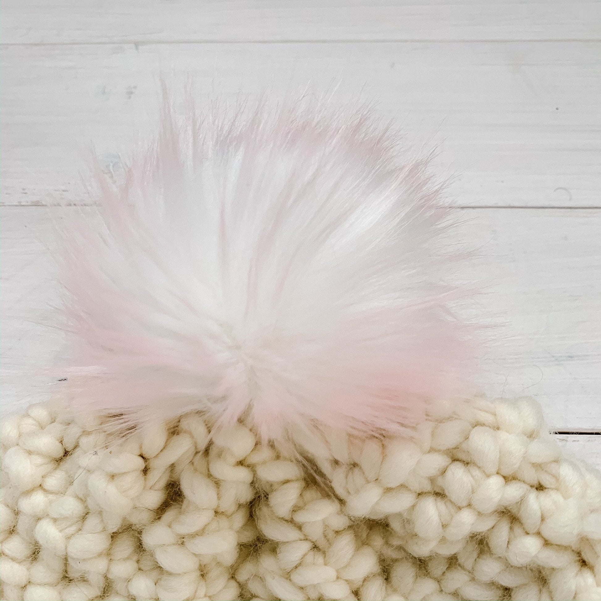 Candy Floss Luxury Faux fur pompom | Pink and White, Snap, Button, or Tie - Buttons & Beans Co.- Buttons & Beans Co.