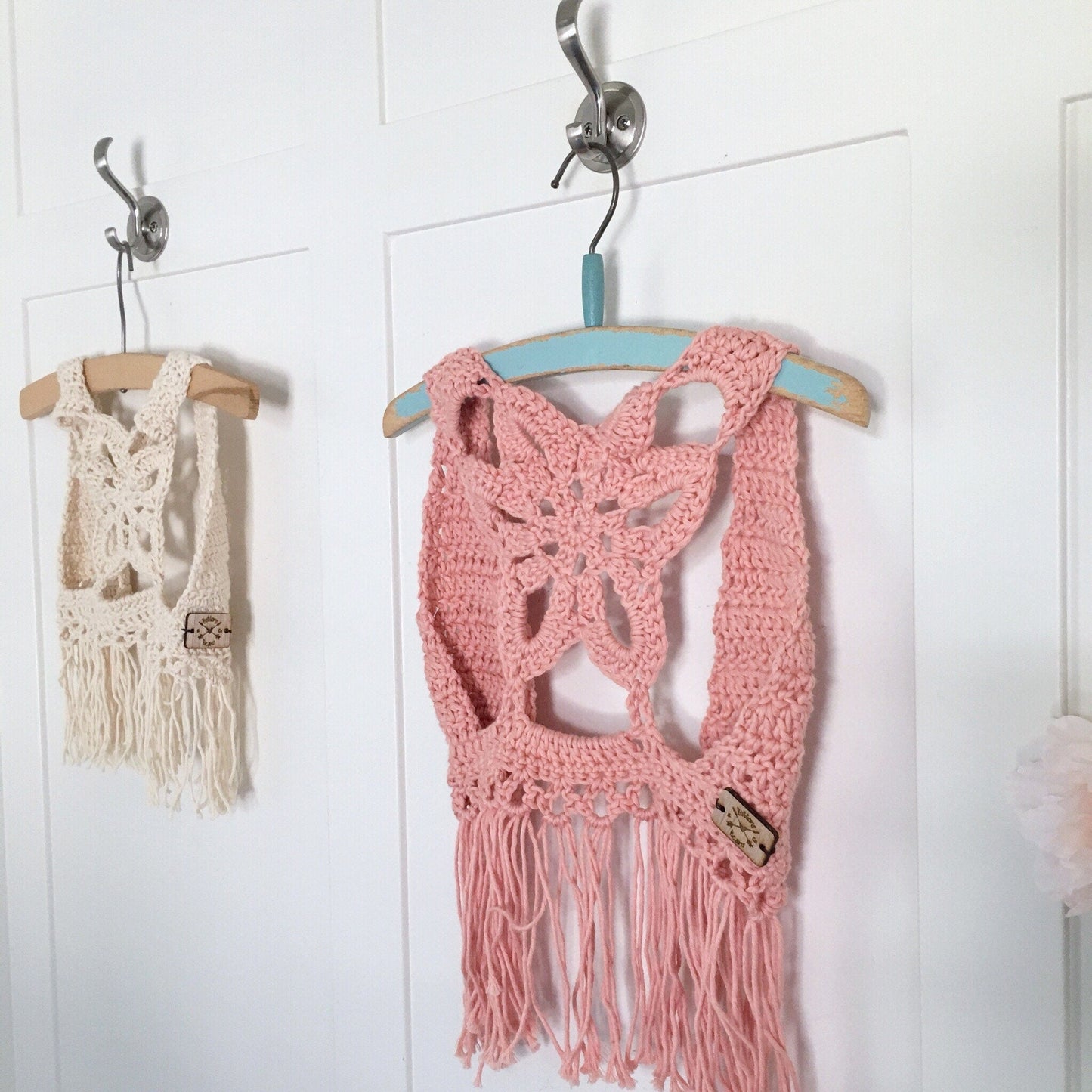 Delilah | Crochet Fringe Vest | Ivory, Boho Flower vest - Buttons & Beans Co.- Buttons & Beans Co.