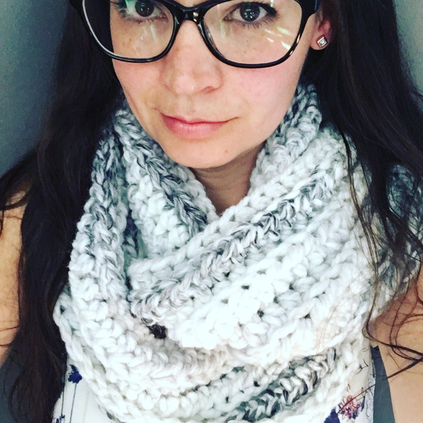 Infinity Scarf | Kids Marble White and Grey Chunky Crochet Double Loop Scarves - Buttons & Beans Co.- Buttons & Beans Co.