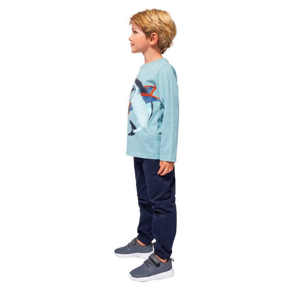 Kids Headquarters Kid's 3-piece Set, Long, Short Sleeve Shark Shirt, Navy Pants - Kids Headquarters- Buttons & Beans Co.