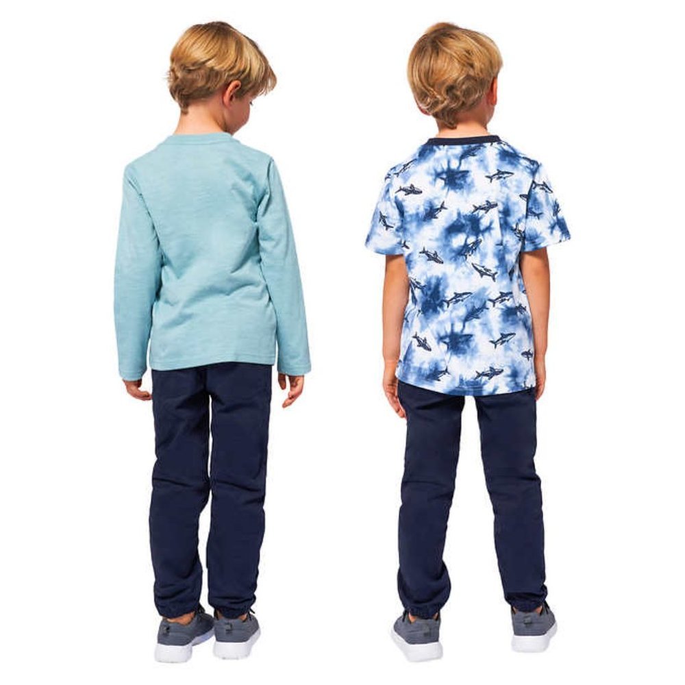 Kids Headquarters Kid's 3-piece Set, Long, Short Sleeve Shark Shirt, Navy Pants - Kids Headquarters- Buttons & Beans Co.