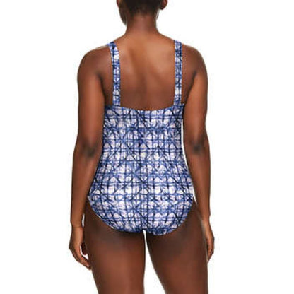 8, Size 8 NEW Speedo Women's 1 Piece Swimsuit Square Top | Blue Bathing Suit - Speedo- Buttons & Beans Co.