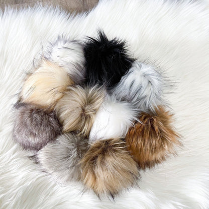 Large Luxury Faux Fur Pompom | Tie, Button or Snap Pom poms - Buttons & Beans Co.- Buttons & Beans Co.