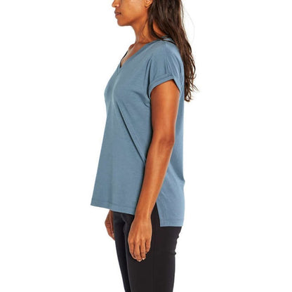 M, NEW BR Women’s V Neck T-Shirt, Short Rolled Sleeve Relaxed Top | Blue Shirt, nwt - Banana Republic- Buttons & Beans Co.