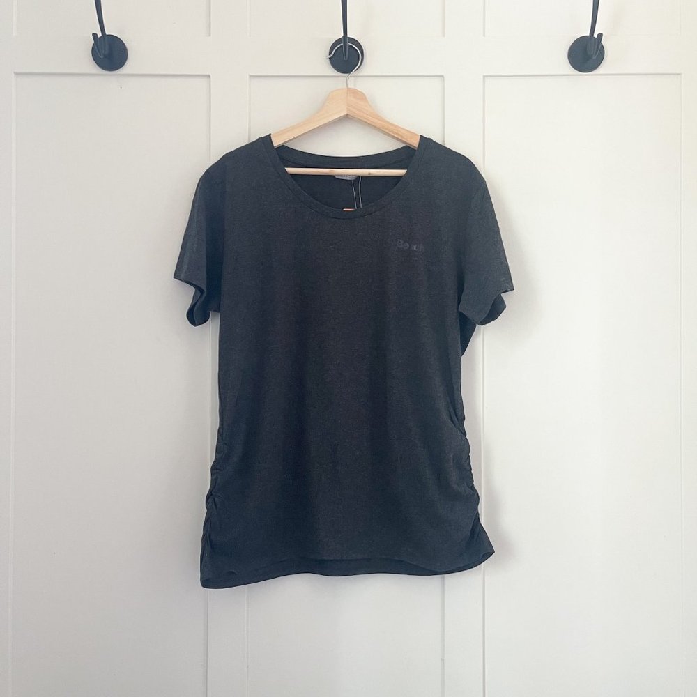 NEW Bench Women's Logo Short Sleeve T-Shirt | Heathered Black, Charcoal, Ruched, nwt - Bench- Buttons & Beans Co.