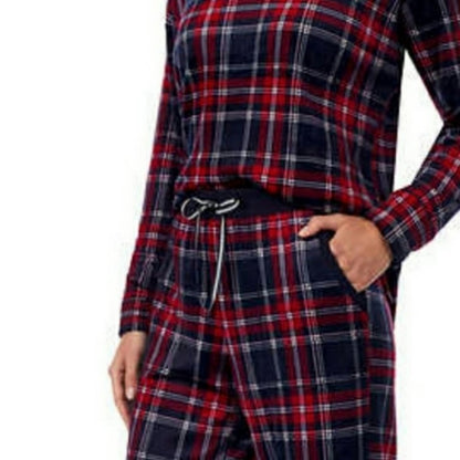 NEW Nautica Silky Fleece Women's 2-piece Pajama Set | Red Blue, nwt - Nautica- Buttons & Beans Co.