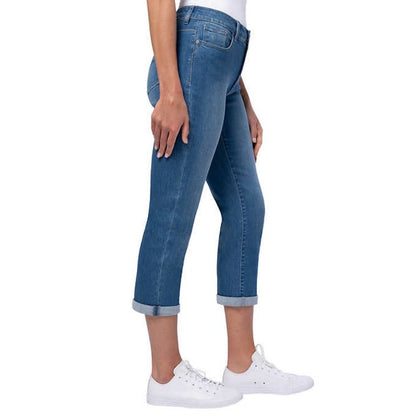 NEW Santana Straight Women's Denim Tummy Control Capri | Blue Pants Large, nwt - Santana- Buttons & Beans Co.