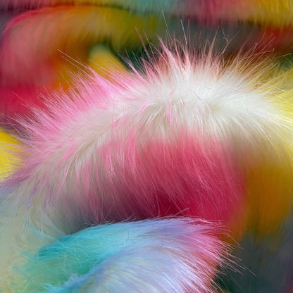 Rainbow Faux Fur Fabric by the Yard or Meter | Pompom Fur - Buttons & Beans Co.- Buttons & Beans Co.