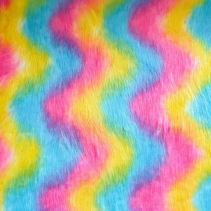 Rainbow Faux Fur Fabric by the Yard or Meter | Pompom Fur - Buttons & Beans Co.- Buttons & Beans Co.