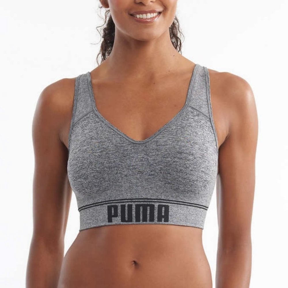 XL, NEW Puma Convertible Sports Bra, Grey Medium Impact Seamless Sports Bra, not_nwt - Puma- Buttons & Beans Co.